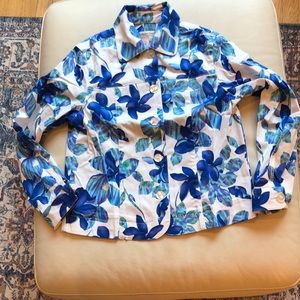 Coldwater Creek blue/white floral jacket